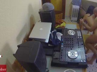Dj fucking and scratching in the chair with a hidden cam spying my groovy gf