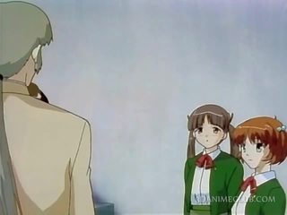 Innocent anime sweetheart seducing her turned on teacher