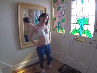 Slim Young Wife Strips Nude in Jeans, HD dirty clip 13