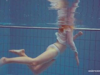 Marvellous attractive randy teen cutie Melisa Darkova swimming nude alone
