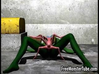 3d tegnefilm alien gudinne får knullet hardt av en spider