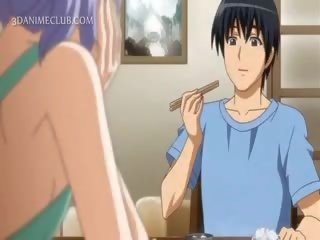 Shy Hentai Doll In Apron Jumping Craving penis In Bed