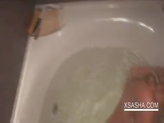 Slim Sasha Gets Pussy Teased With A Toe In Bathtub