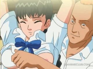 Tied up anime sex video slave gets boobs and