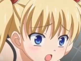Tiener anime blondine krijgen een lid in haar bips