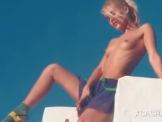 Blonde Teen diva Sasha Flashing Tits And Ass Outdoor