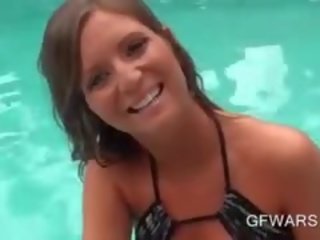 Enchanting young female Blowing Hard member By The Pool