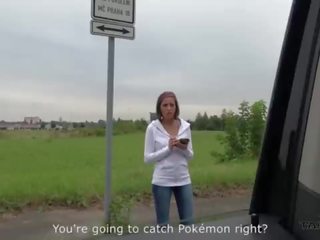 Grand fabulous pokemon hunter hot babeh convinced to fuck stranger in driving van