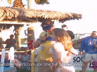 Spring breuk bikini wedstrijd bochten in wild striptease af vies video- vids