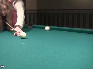 Hot to trot Waitress At Billiards Gets Naked And Blowjob