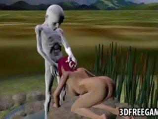 3D Redhead Sucks shaft And Gets Fucked By An Alien