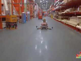 Clown gets penis sucked in The Home Depot