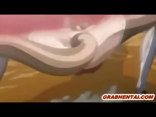 Japonské mladý samice hentai s hromotlucký kozy tentacles jebanie