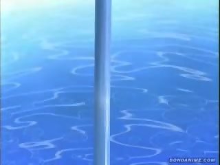 Hentai mažutė į maudymosi kostiumas šūdas į baras prie baseino