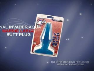 Get Anal Invader Aqua Marine Large Butt Plug