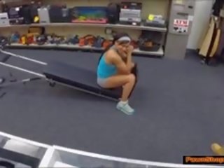 Fit mademoiselle Works Out In A Pawn Shop