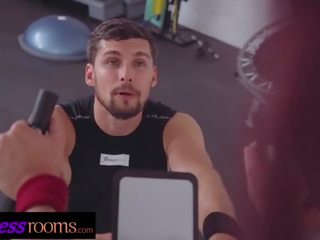 Fitness Rooms Big penis personal trainer fucks attractive redhead on exercise bike